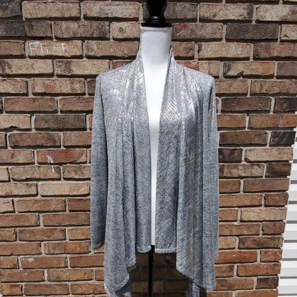 silver metallic cardigan womens